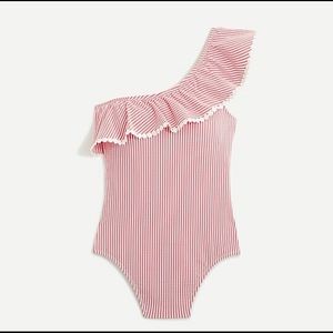 NWT JCrew Seersucker one-shoulder one-piece size 6